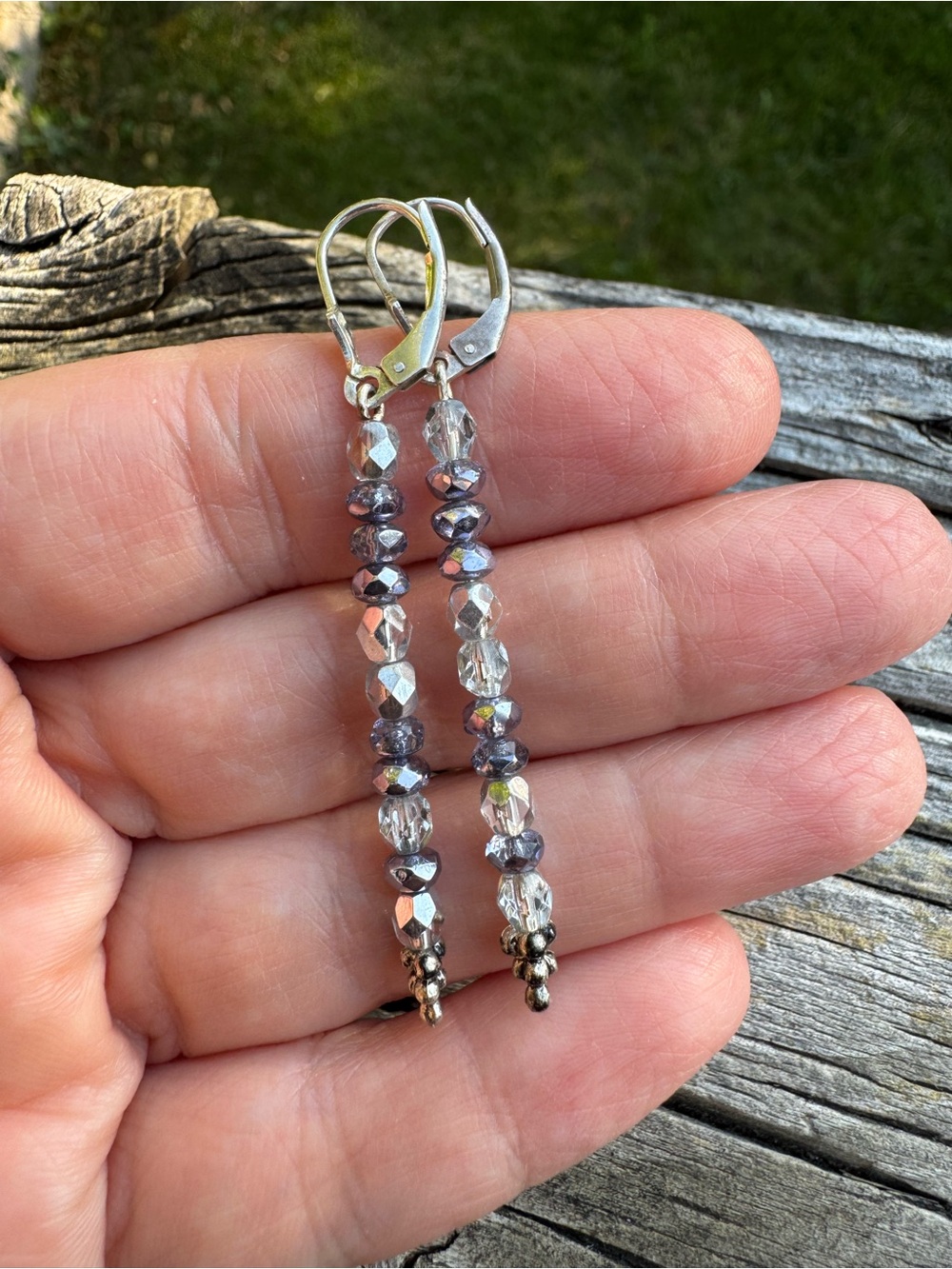 Delicate Sterling Silver Purple Crystal Drop Earrings  - Y2K Nostalgia